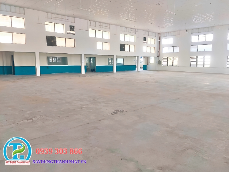 Bề mặt bê tông sau khi thực hiện trà nhám thi công sơn epoxy tự san phẳng Long An
