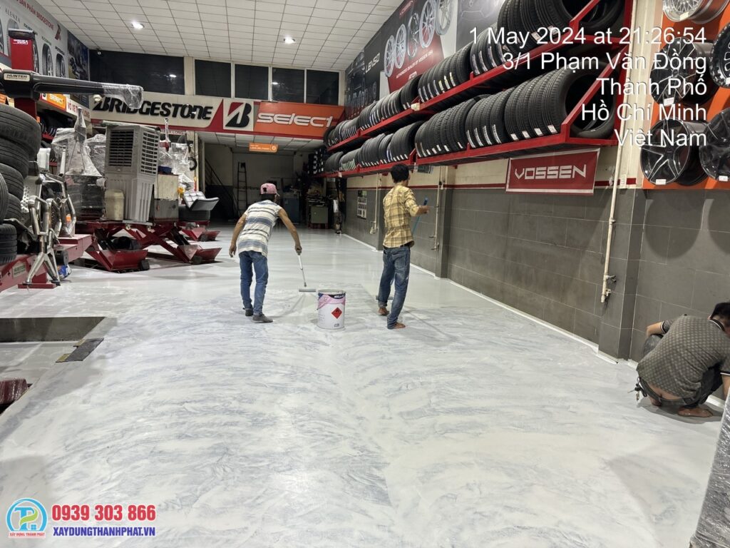 Thi công sơn sàn epoxy hcm cho nhà xưởng Thanh Long
